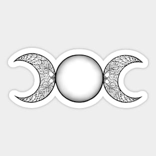 Triple Moon Goddess black and white Sticker